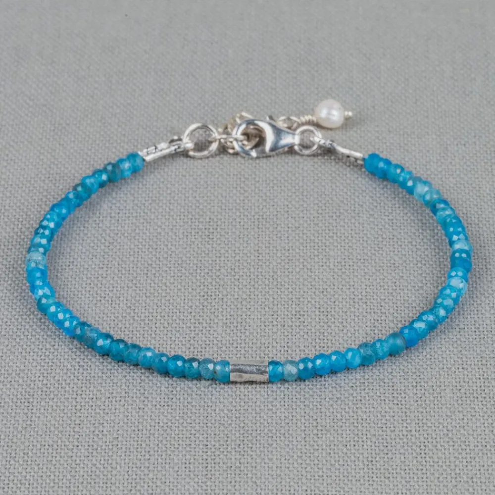 Jéh Jewels Silver | Edelsteine-Armband Apatit + Silberrohr