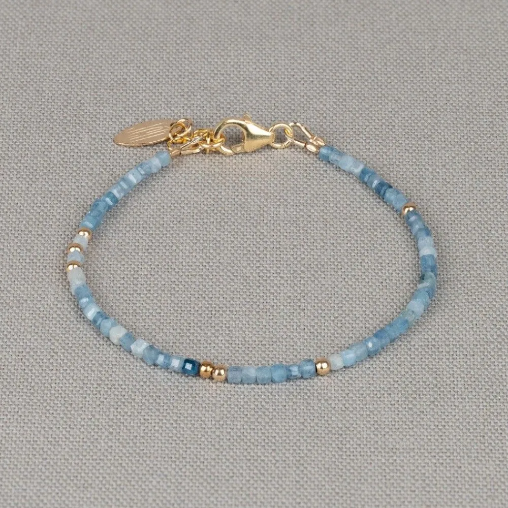 Jéh Jewels Touch Of Gold | Edelsteine-Armband Goldfilled + Kyanit Azurblau