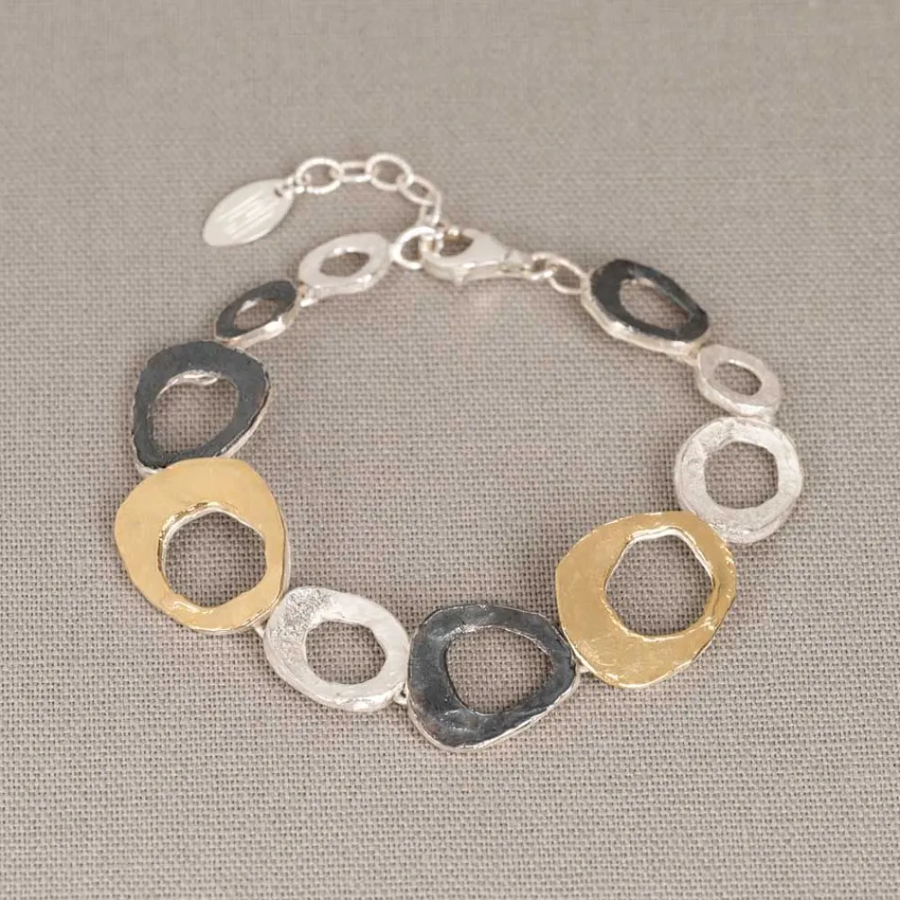 Jéh Jewels Touch Of Gold | Evergreens-Armband Kreise Silber + Oxy + vergoldet