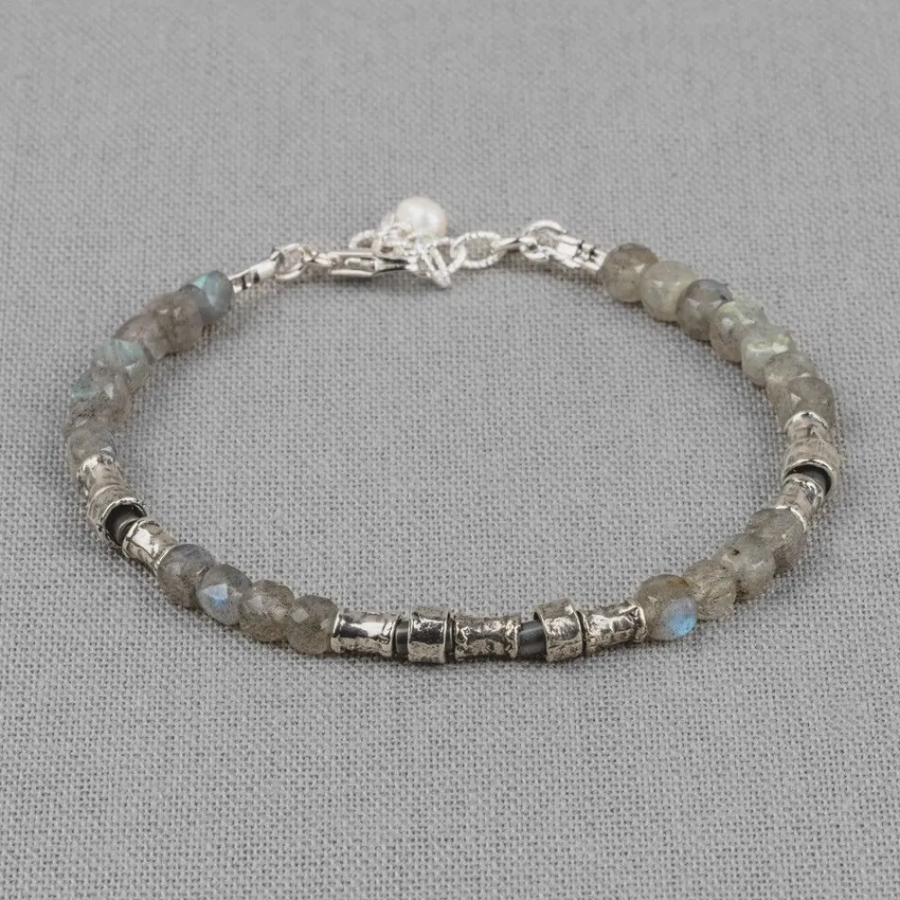 Jéh Jewels Edelsteine-Armband Labradorit + Röhrchen