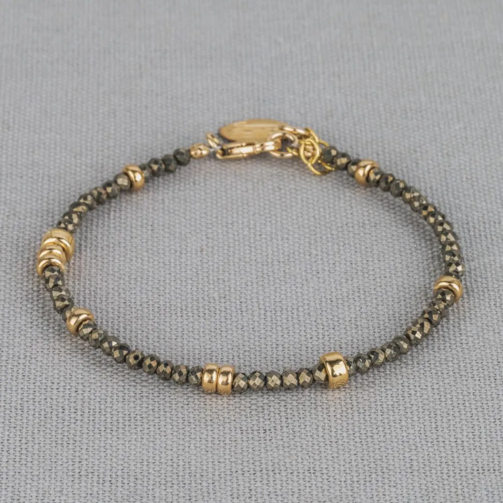 Jéh Jewels Edelsteine | Touch Of Gold-Armband Pyrit + Crea Goldfilled