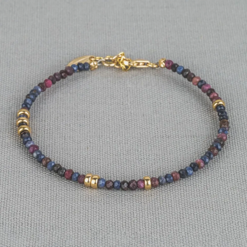 Jéh Jewels Touch Of Gold | Edelsteine-Armband Saphir + Crea Goldfilled