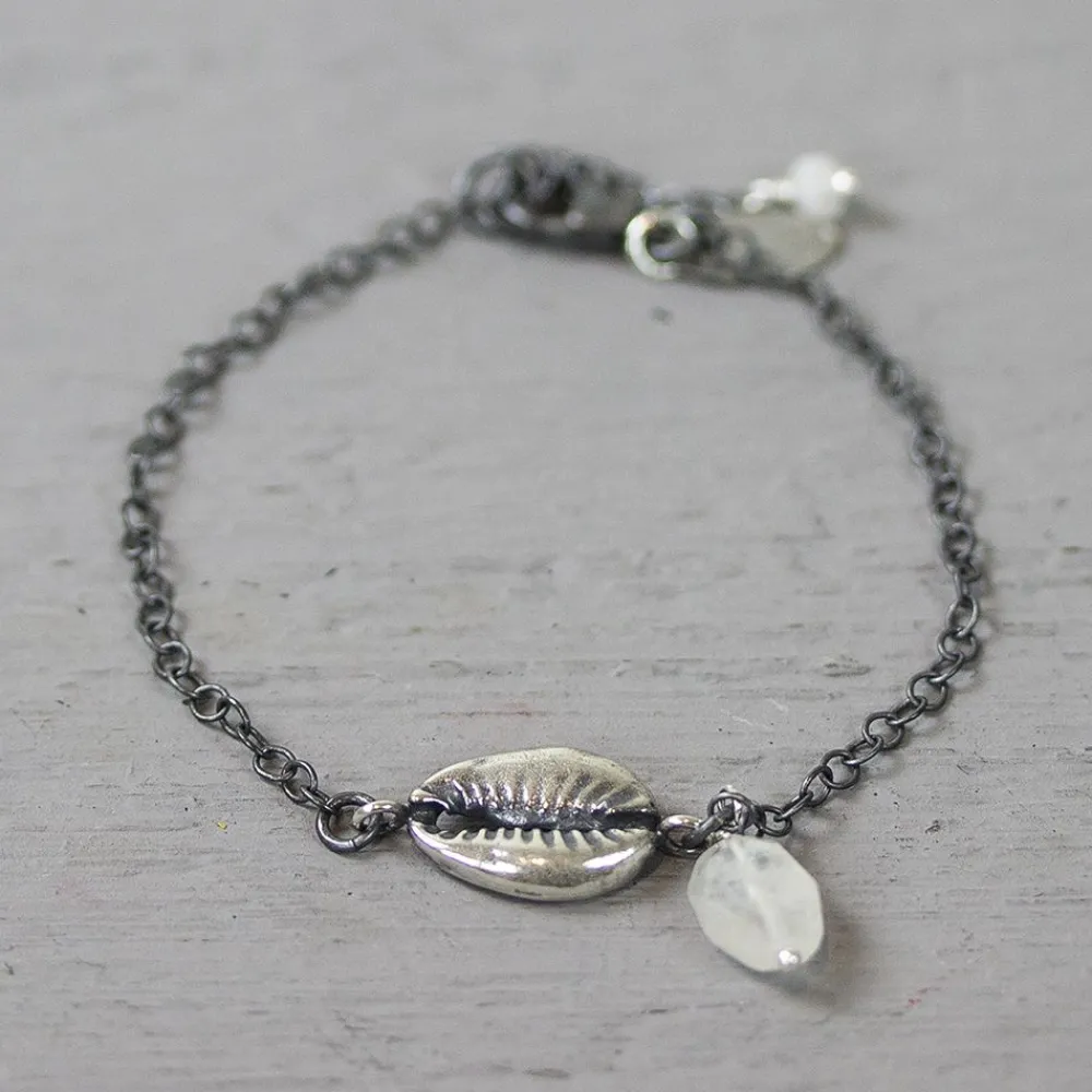 Jéh Jewels Silver | Edelsteine-Armband Shell Silber Oxy + Mondstein