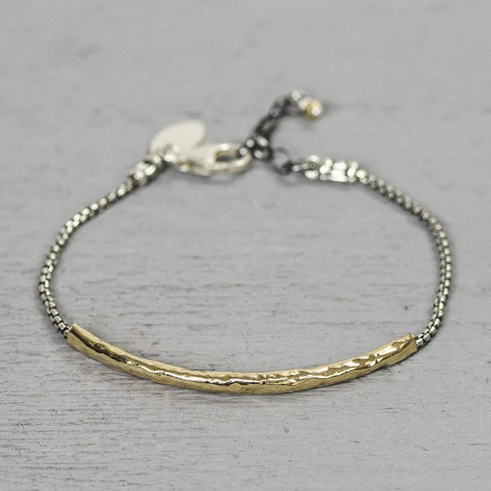 Jéh Jewels Touch Of Gold | Feine Armbänder-Armband Silber mit langer goldilled Tube