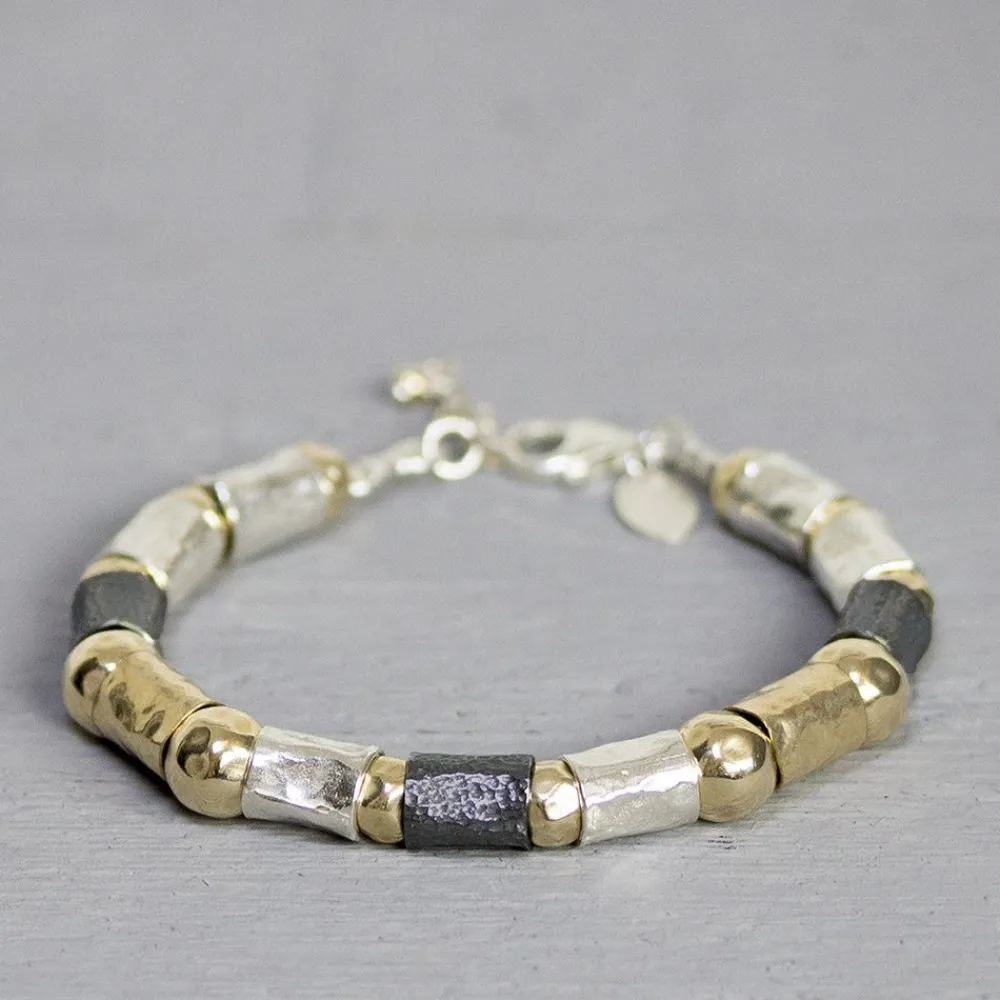 Jéh Jewels Tubes | Touch Of Gold-Armband zilver + Goldfilled