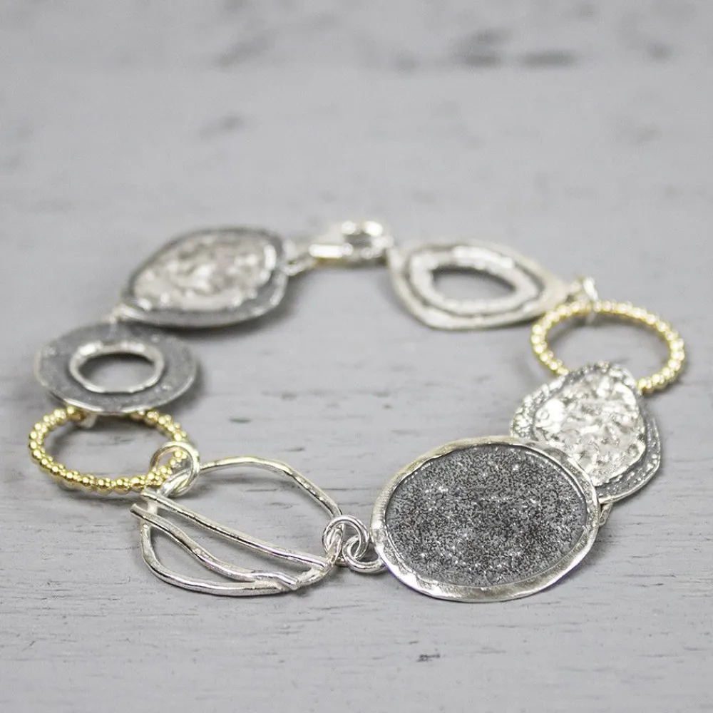 Jéh Jewels Evergreens | Touch Of Gold-Armband zilver oxy + wit