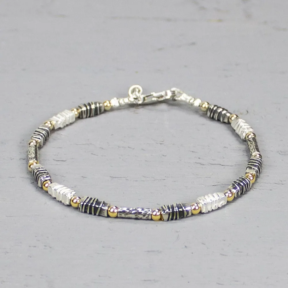 Jéh Jewels Tubes | Touch Of Gold-Armband zilver oxy/wit