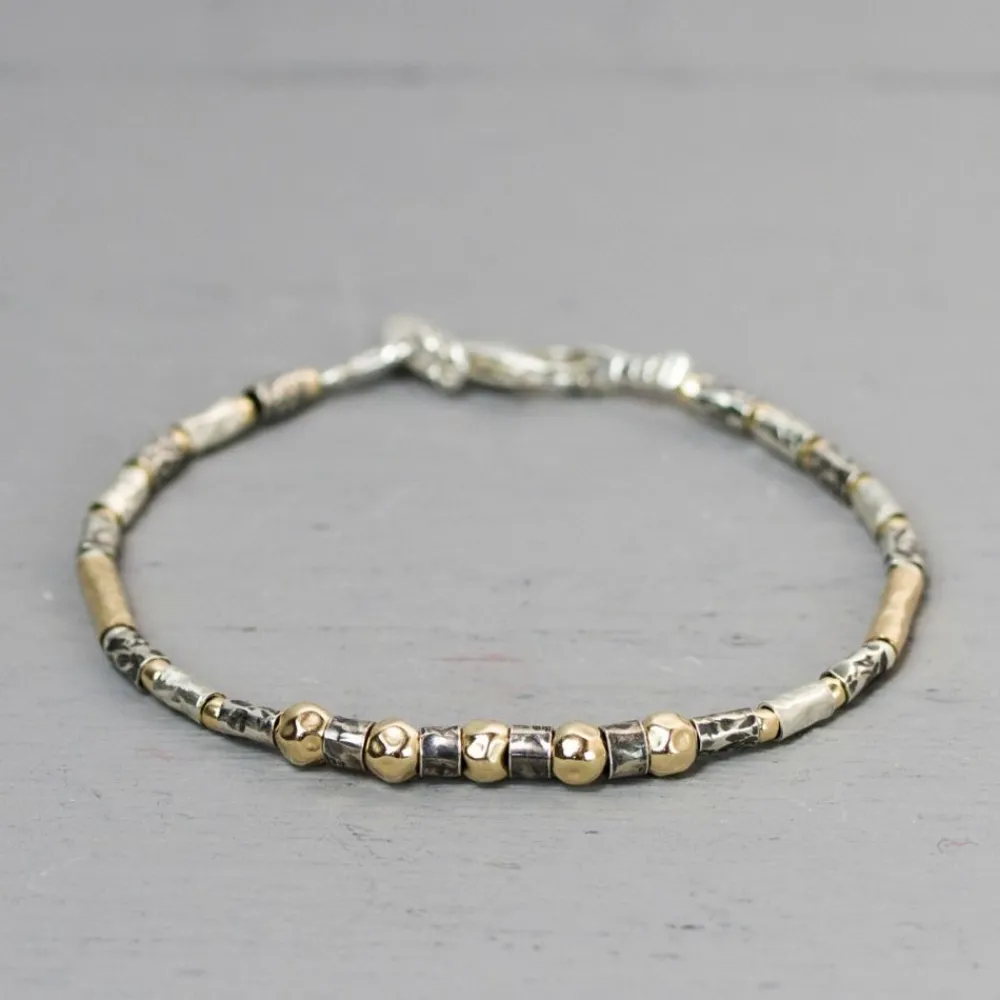 Jéh Jewels Touch Of Gold | Tubes-Armbandrohre silber oxy + Goldfilled