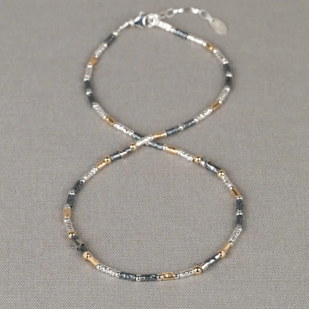 Jéh Jewels Tubes | Touch Of Gold-Collier aus Silber, Oxy und goldfilled Röhren
