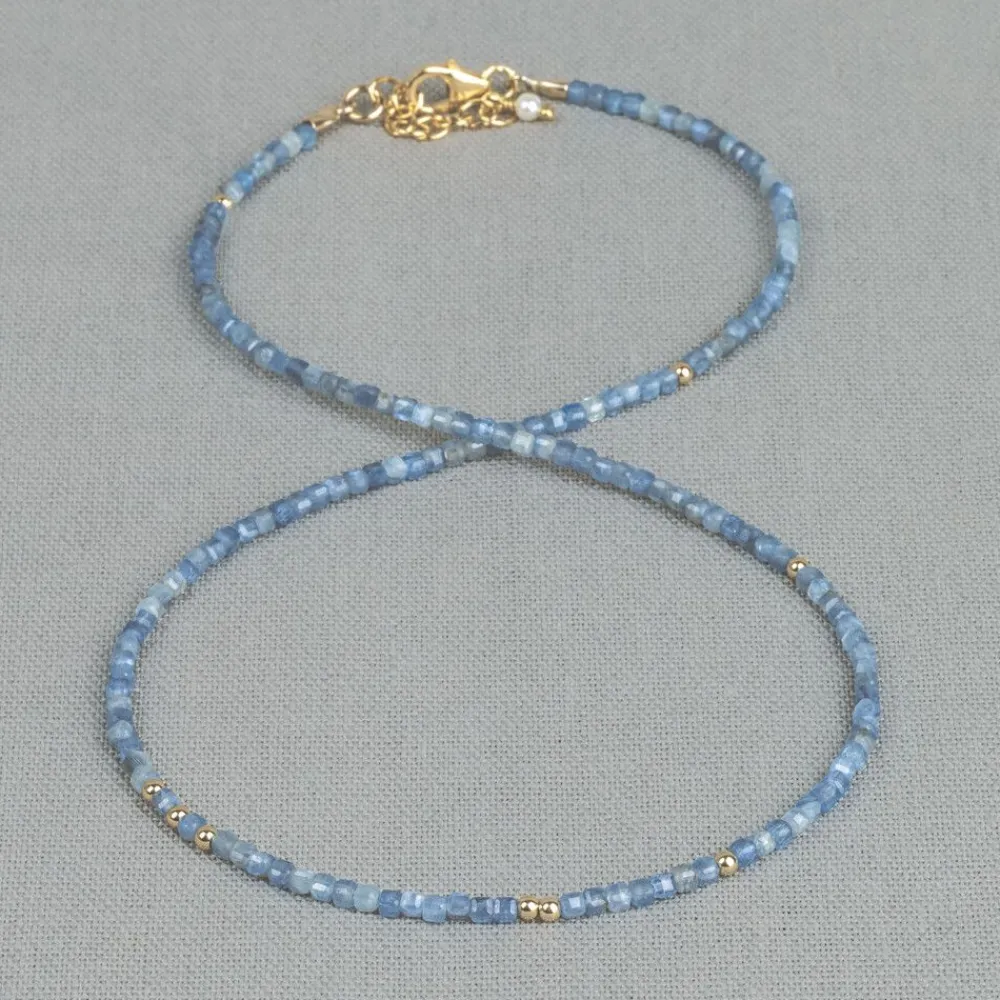 Jéh Jewels Touch Of Gold | Edelsteine-Collier Goldfilled + Kyaniet