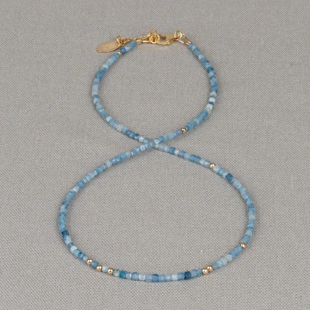 Jéh Jewels Touch Of Gold | Edelsteine-Collier Goldfilled + Kyaniet-Azuurblauw
