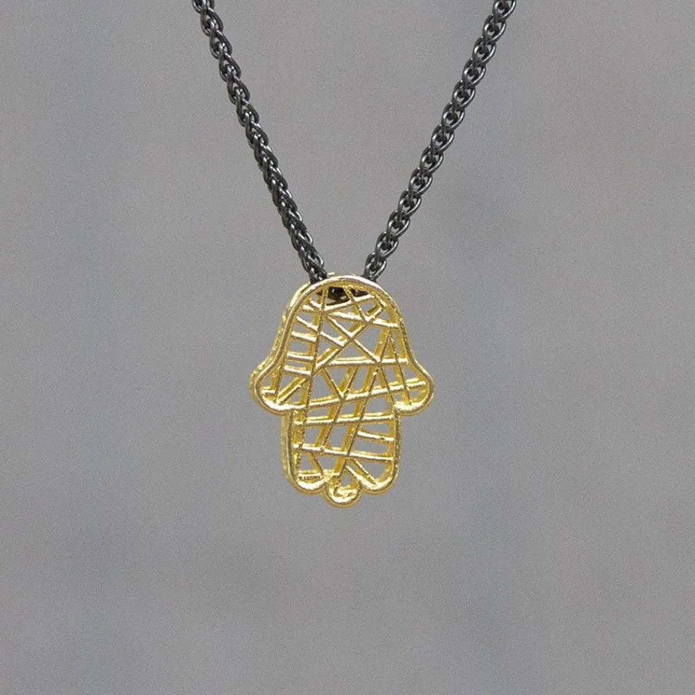 Jéh Jewels 3d Gold-3D GOLD | Halskette Silber Oxy + hänger G14K Hand Fatima