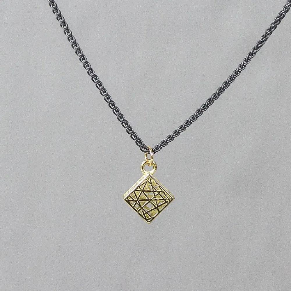 Jéh Jewels 3d Gold-3D GOLD | Halskette Silber Oxy + 3D-Hänger G14K Quadrat