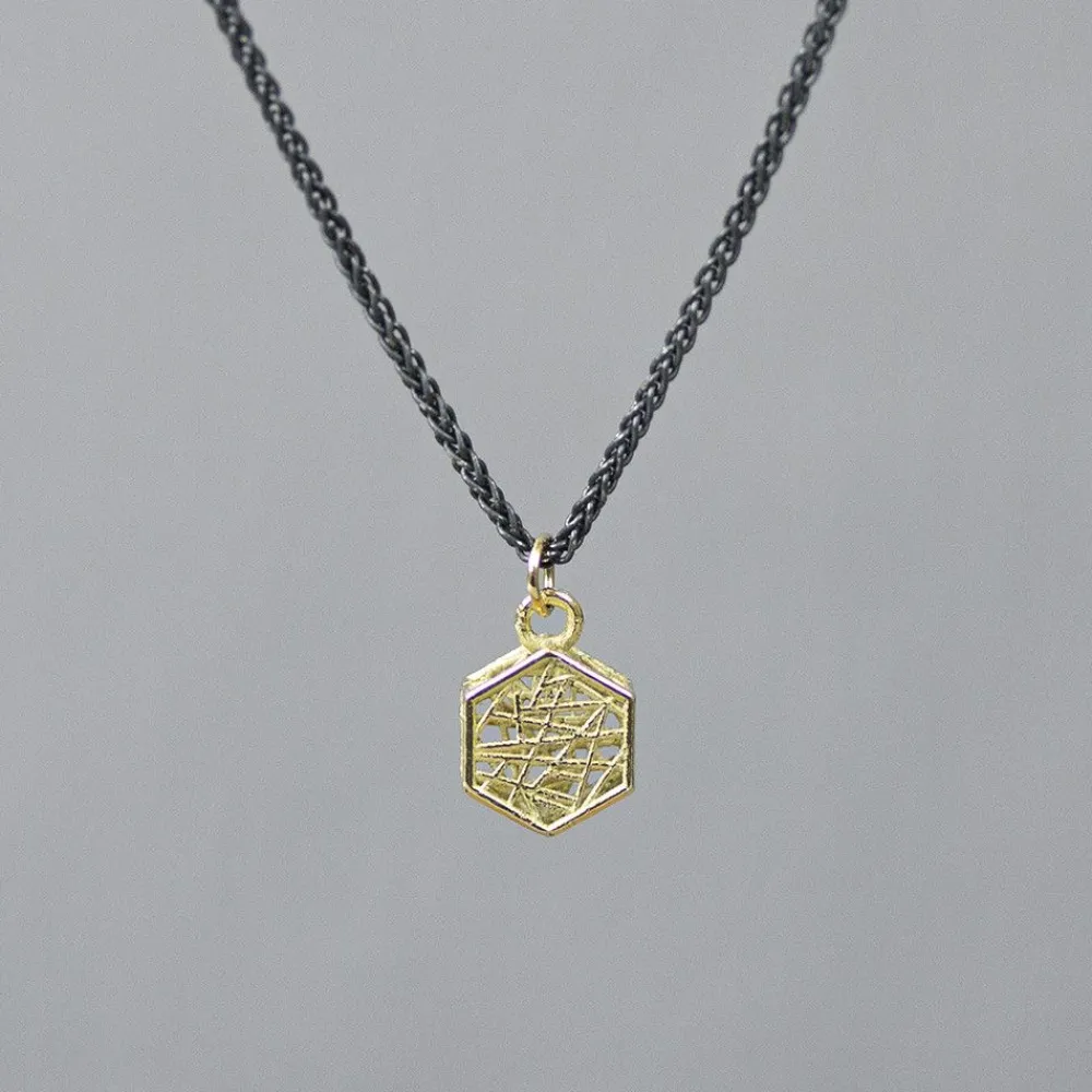 Jéh Jewels 3d Gold-3D GOLD | Halskette Silber Oxy + 3D-Hänger G14K Sechseck