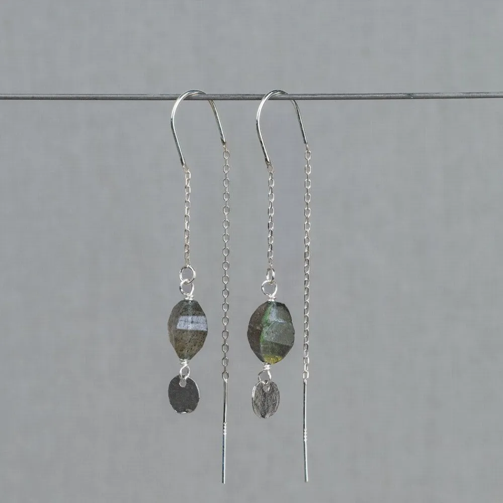 Jéh Jewels Silver | Edelsteine-Durchziehohrring + Labradorit