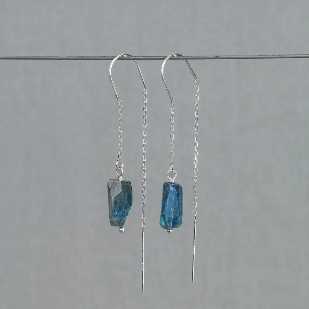 Jéh Jewels Silver | Durchziehohrring-Durchziehohrring + rauer Kyanit