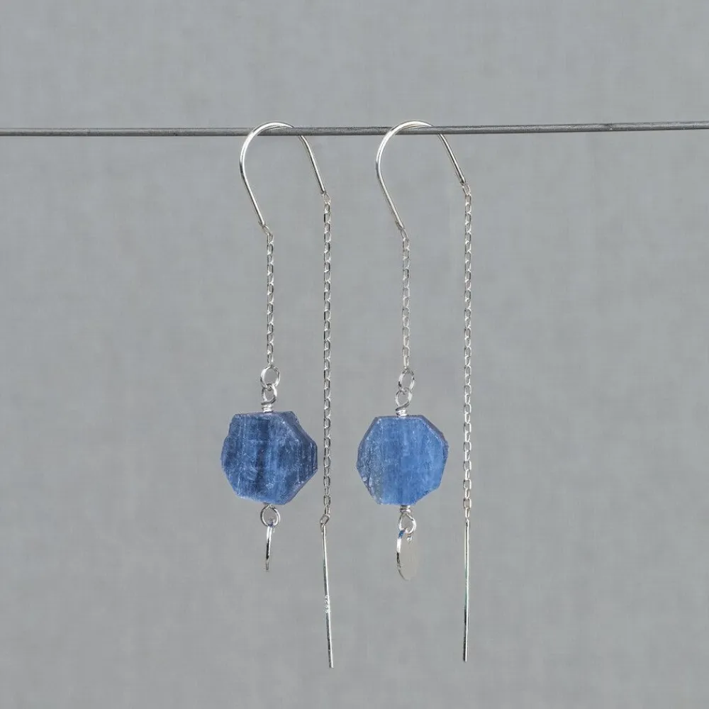 Jéh Jewels Silver | Durchziehohrring-Durchziehohrring Fünfeck + Kyanit