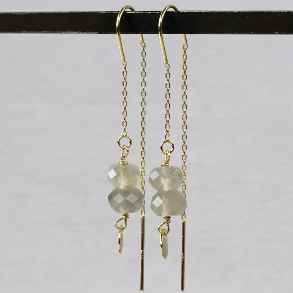 Jéh Jewels Touch Of Gold | Ohrhänger-Durchziehohrring Grauer Mondstein