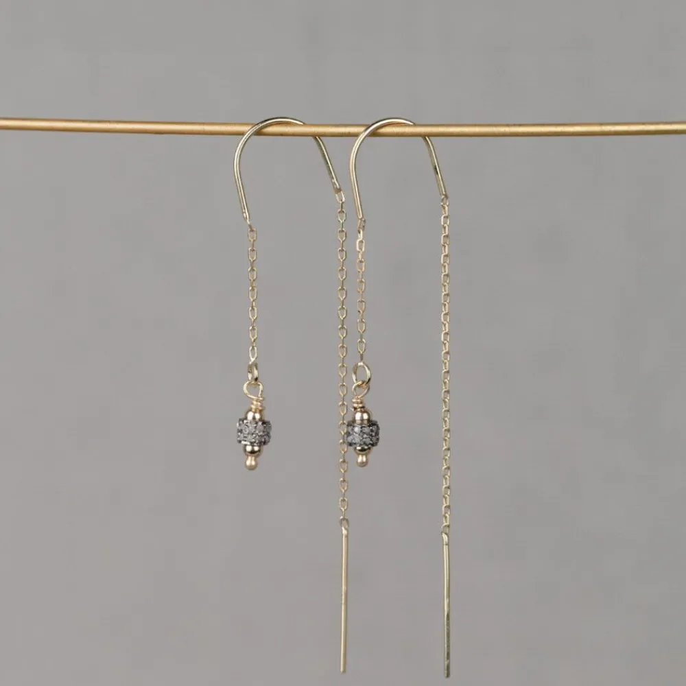 Jéh Jewels Touch Of Gold | Ohrhänger-Durchziehohrring vergoldet + Rohdiamant