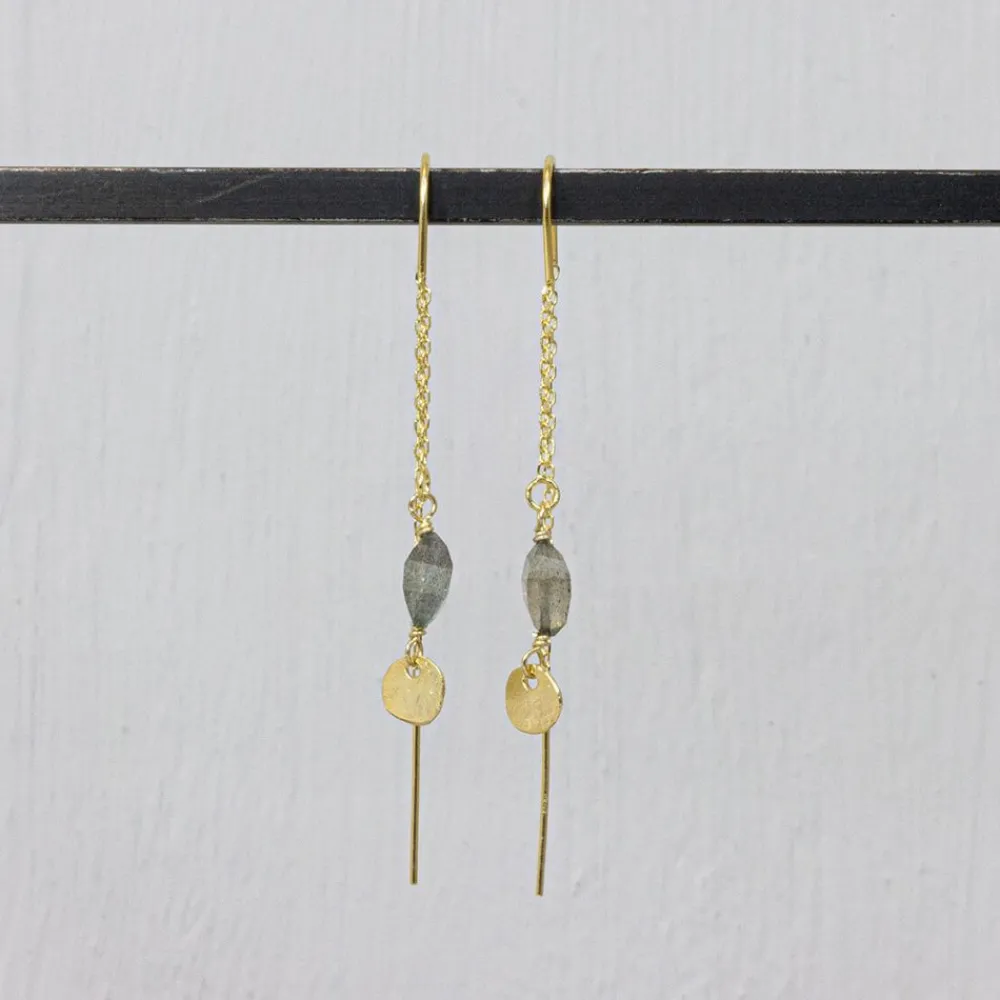 Jéh Jewels Touch Of Gold | Ohrhänger-Durchziehohrringe Labradorit