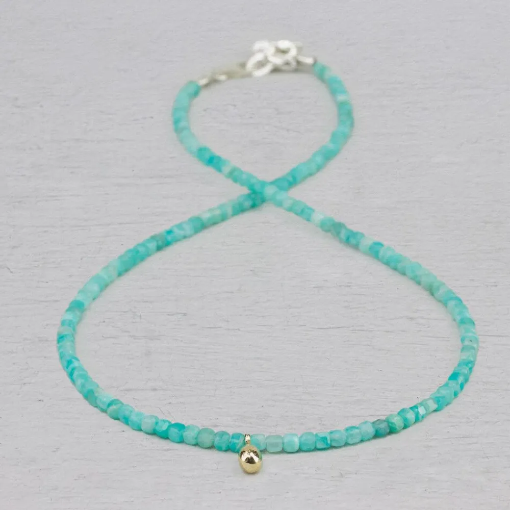 Jéh Jewels Touch Of Gold | Edelsteine-Halskette Amazonit mit Anhänger 9 krt