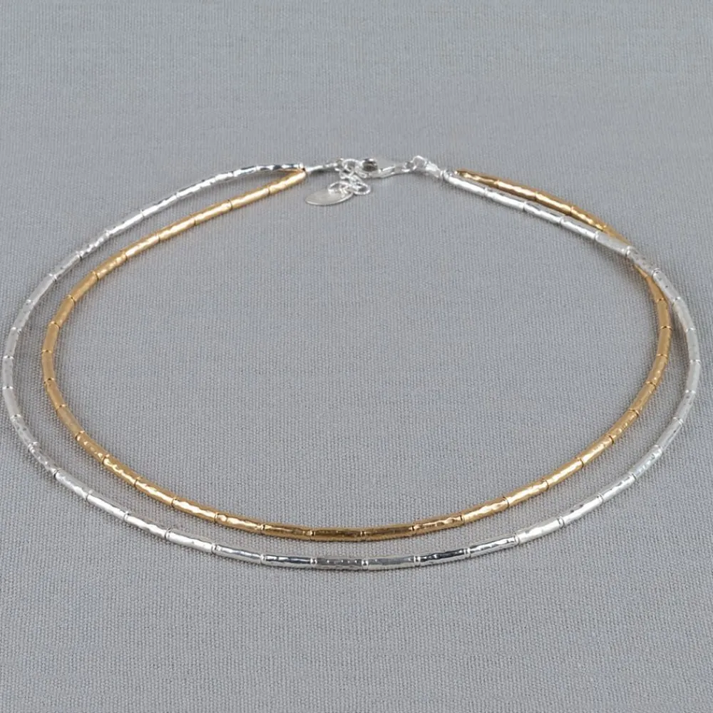 Jéh Jewels Tubes | Touch Of Gold-Halskette Duo-Röhren Goldfilled und Silber