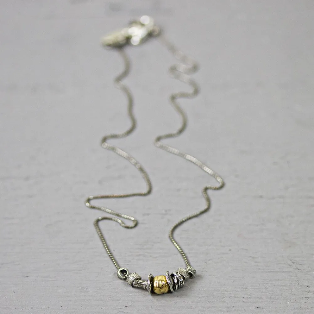 Jéh Jewels Touch Of Gold | Fine Line-Halskette Feinsilber oxy + Goldfilled