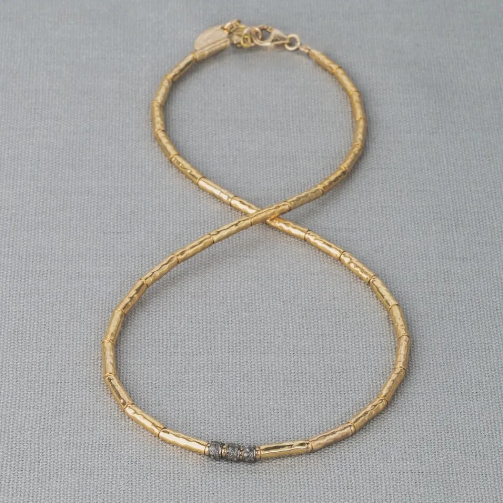 Jéh Jewels Tubes | Touch Of Gold-Halskette Goldfilled + Rohdiamant