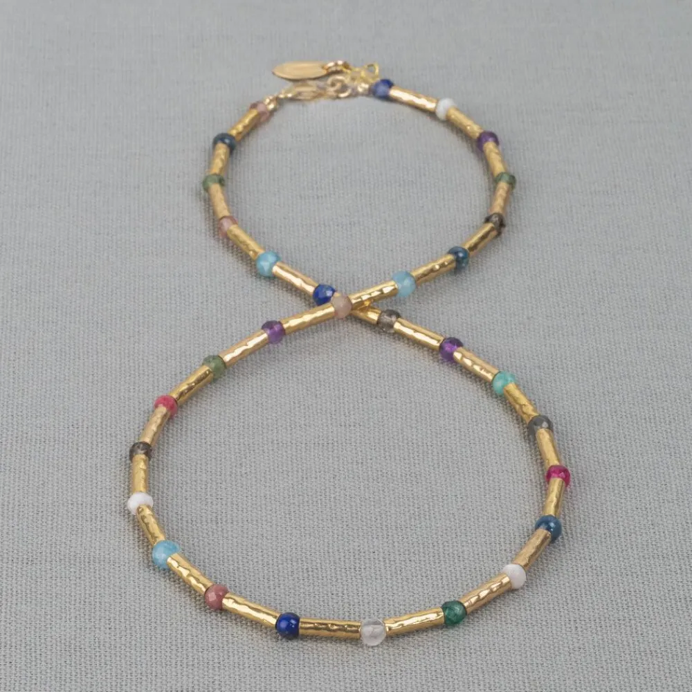 Jéh Jewels Tubes | Touch Of Gold-Halskette Goldfilled Regenbogen