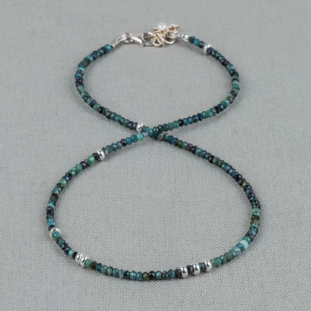 Jéh Jewels Silver | Edelsteine-Halskette grüner Turmalin + gemischt mit Silber