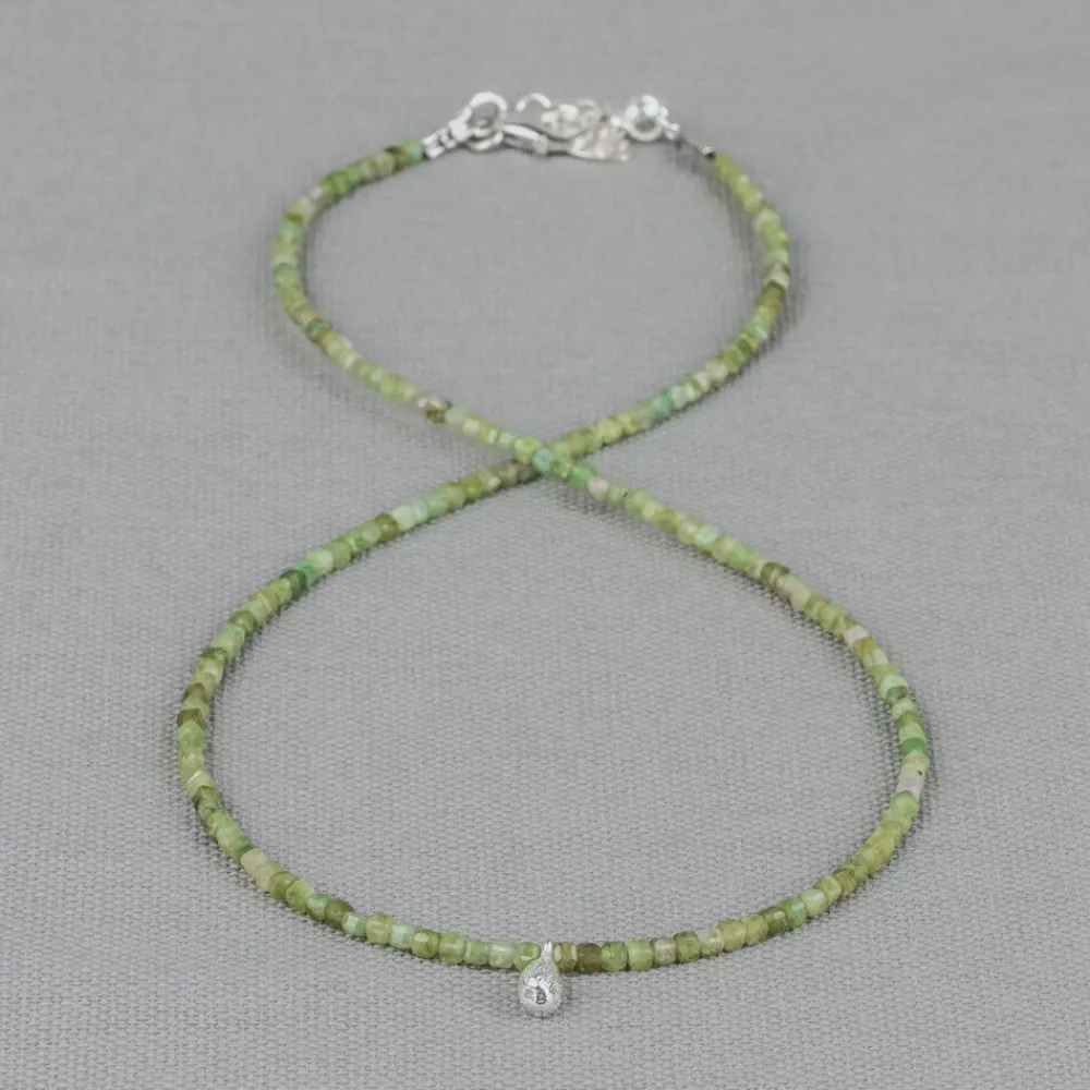 Jéh Jewels Edelsteine-Halskette grüner Turmalin + Silberspule