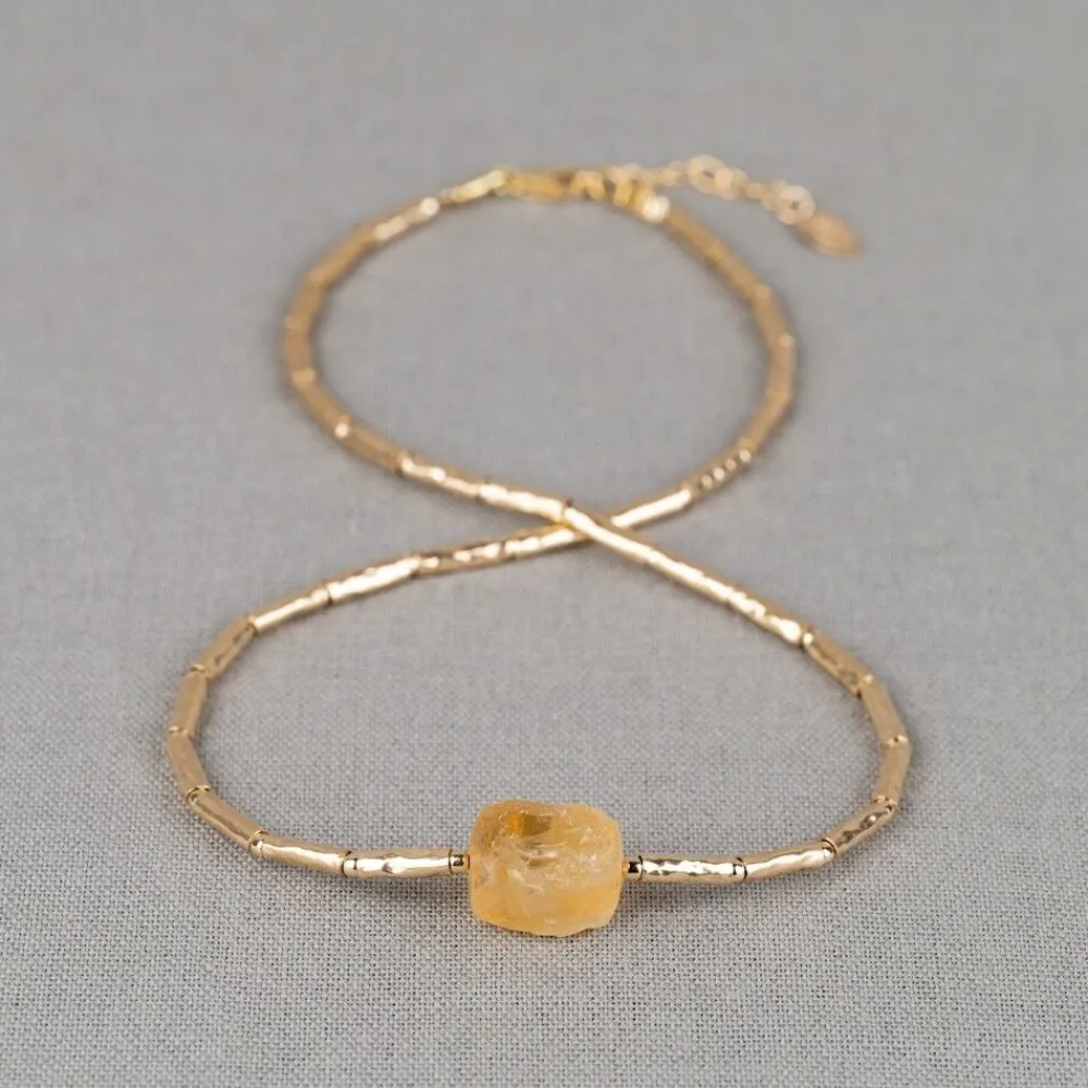 Jéh Jewels Tubes | Touch Of Gold-Halskette LIMITED Goldfilled + Citrin