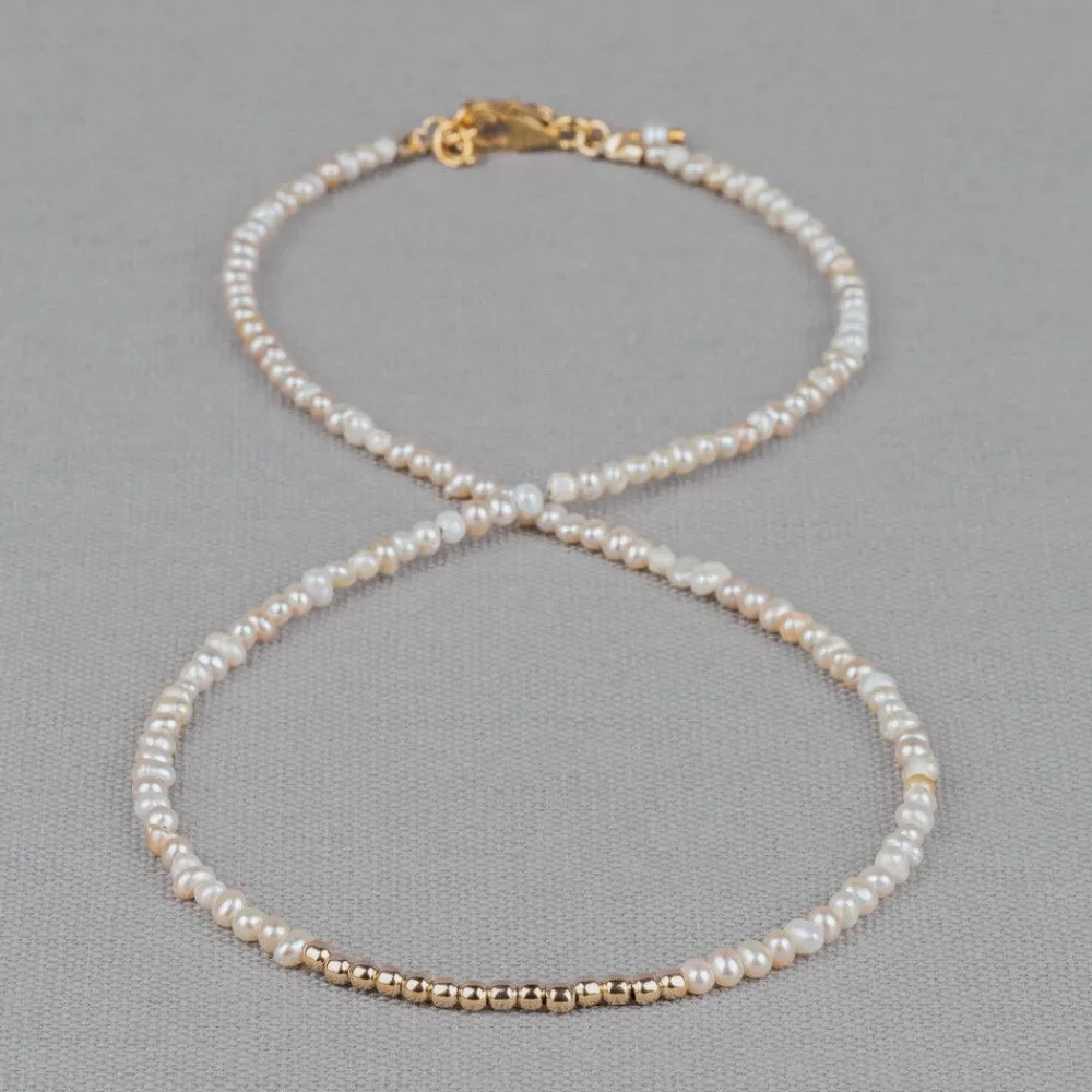 Jéh Jewels Touch Of Gold | Pearls-Halskette mit Goldfilled + Perle cremefarben rosa