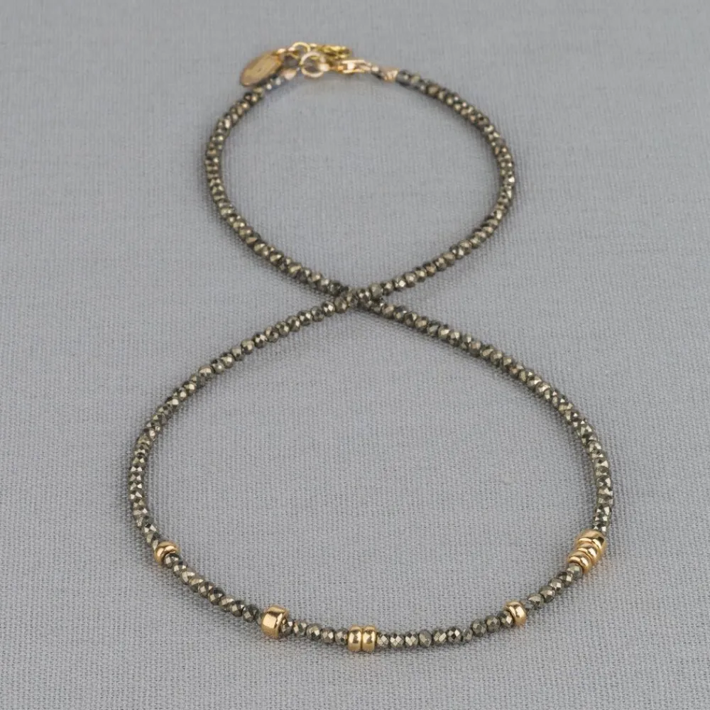 Jéh Jewels Touch Of Gold | Edelsteine-Halskette Pyrit + Crea Goldfilled