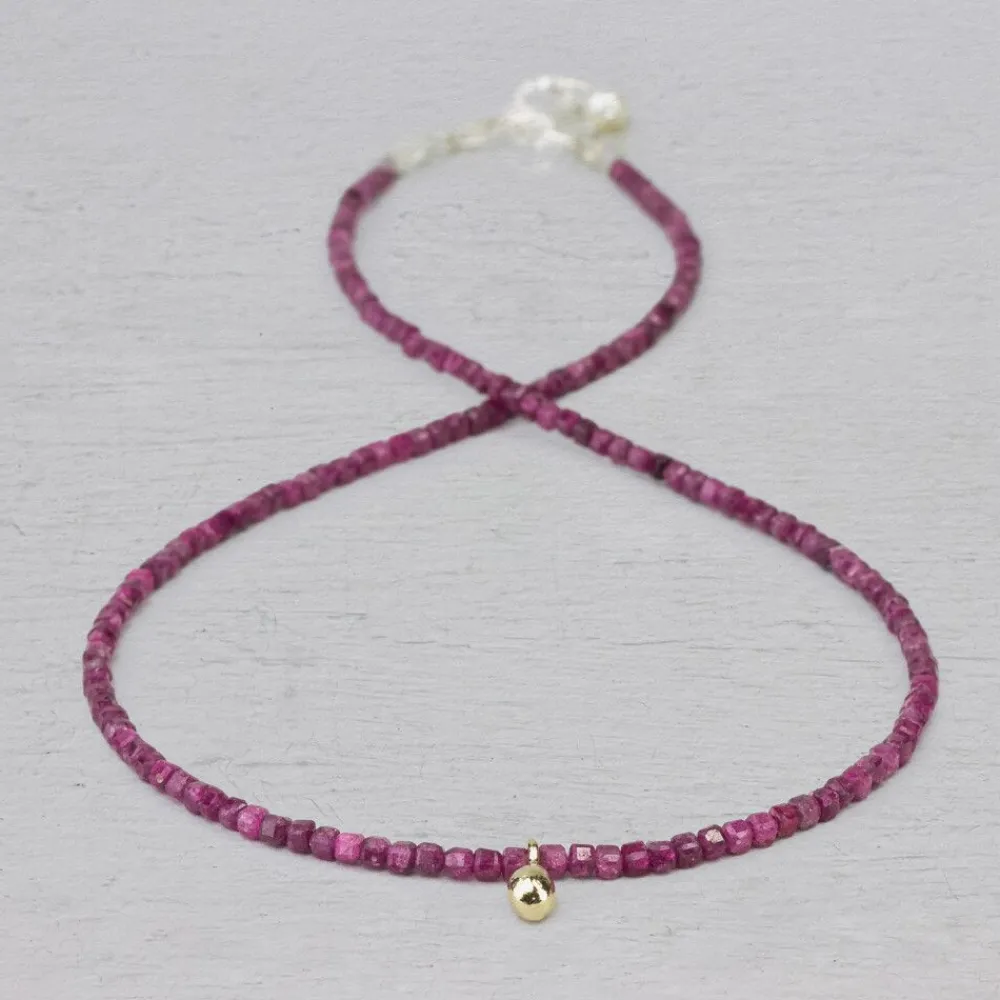 Jéh Jewels Touch Of Gold | Edelsteine-Halskette Rubin mit Anhänger 9 krt
