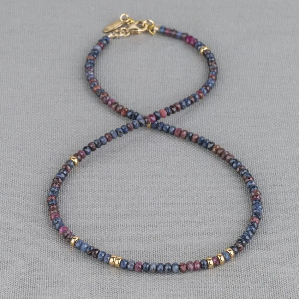 Jéh Jewels Touch Of Gold | Edelsteine-Halskette Saphir + Crea Goldfilled