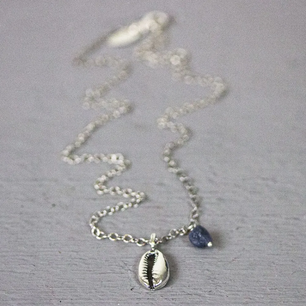 Jéh Jewels Silver | Edelsteine-Halskette Shell Silber Oxy + roher Saphir
