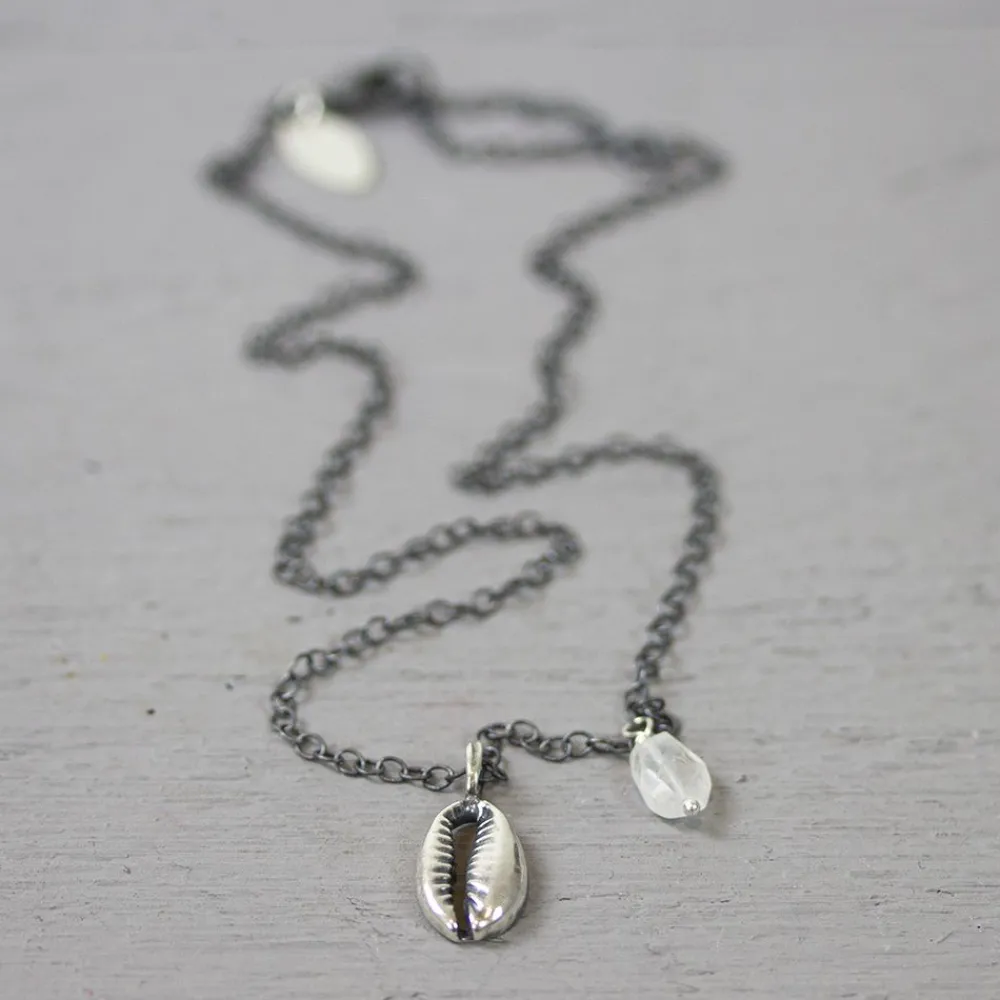 Jéh Jewels Silver-Halskette Shell Silber Oxy + Mondstein