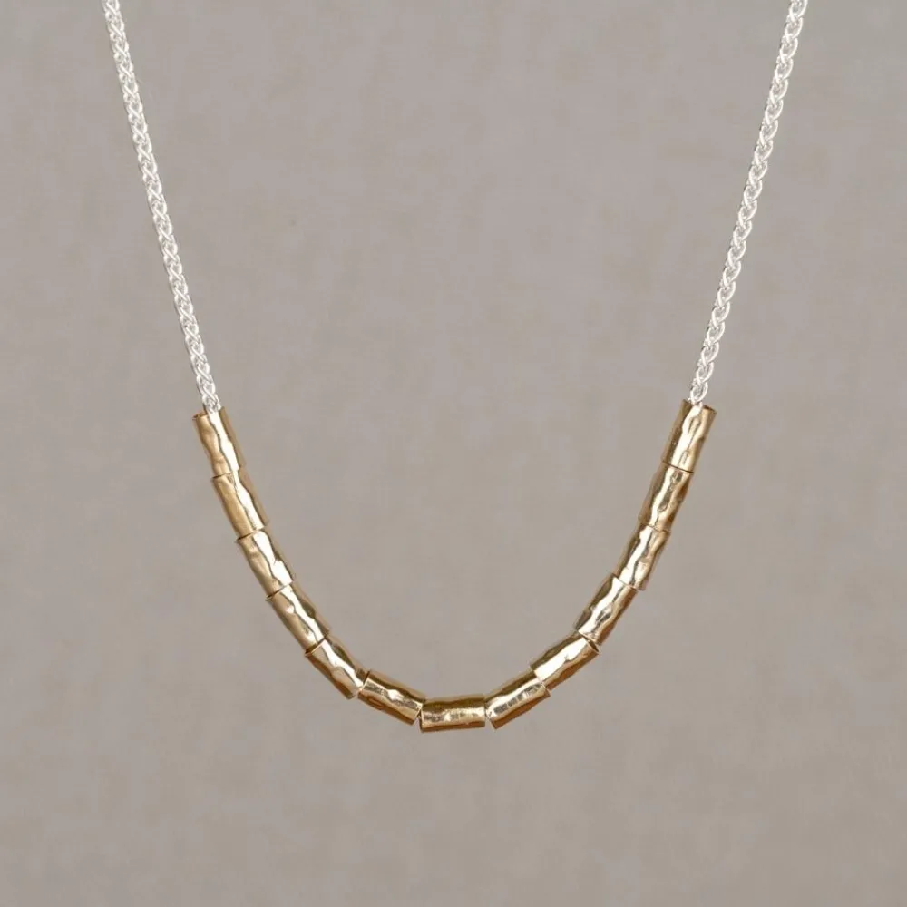 Jéh Jewels Touch Of Gold | Fine Line-Halskette Silber + Goldfilled Röhren