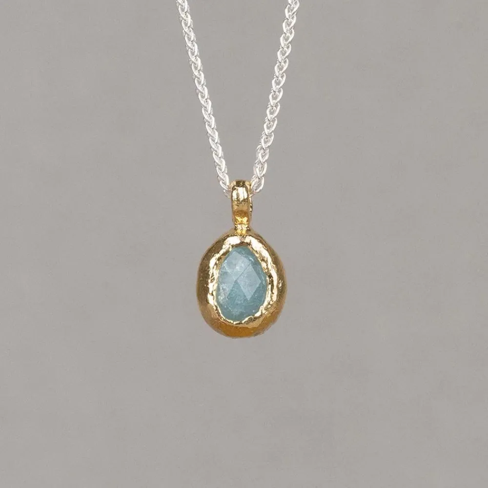 Jéh Jewels Touch Of Gold | Edelsteine-Halskette Silber + vergoldet + Aquamarin