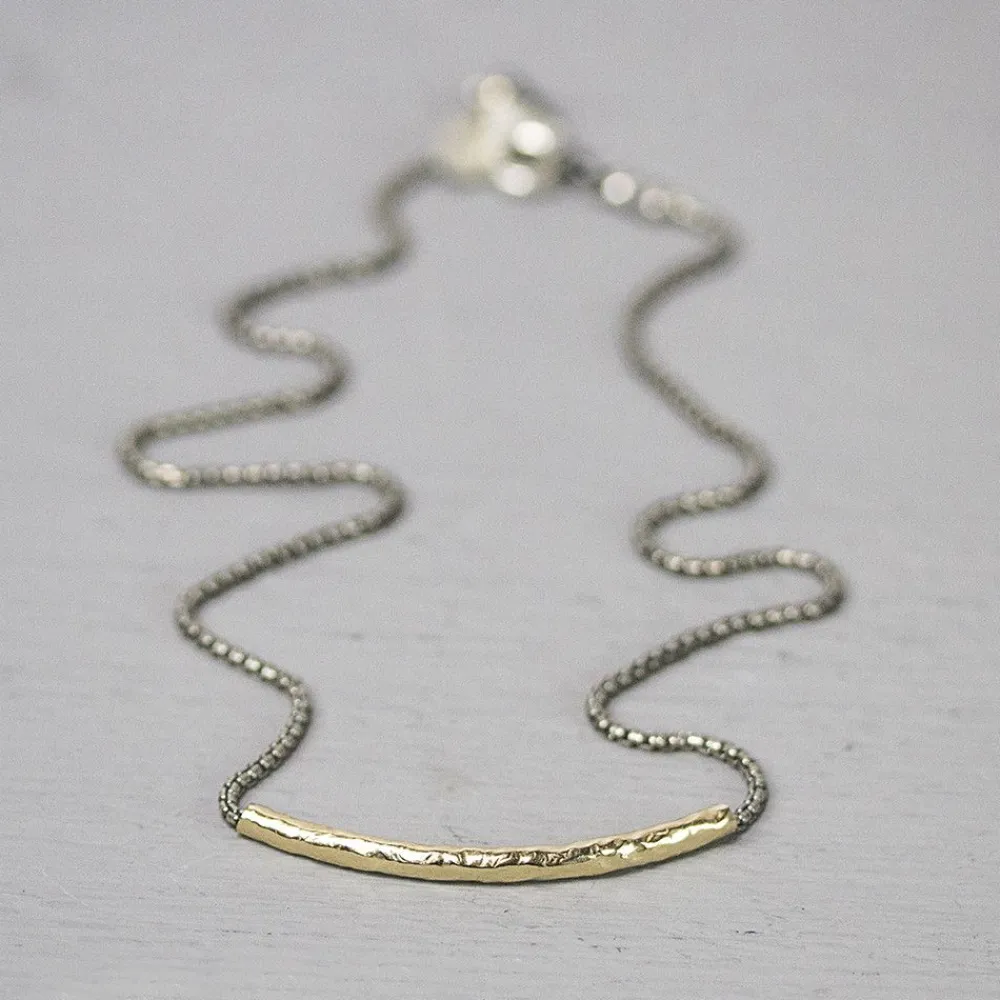Jéh Jewels Touch Of Gold | Fine Line-Halskette Silber mit goldfilled Tube