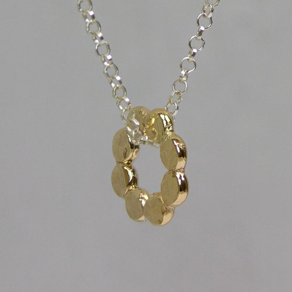 Jéh Jewels Touch Of Gold | Fine Line-Halskette Silber mit Goldfilled Bubble Blume