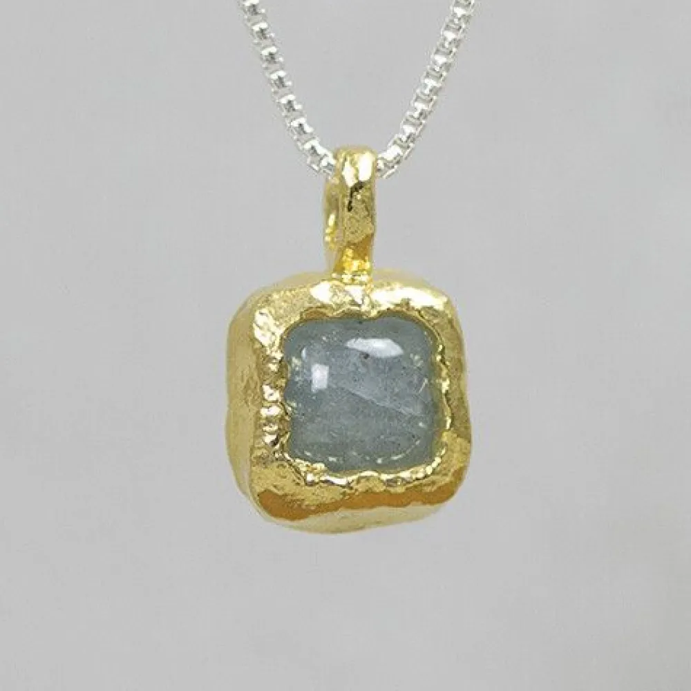 Jéh Jewels Touch Of Gold | Edelsteine-Halskette Silber mit vergoldet Anhänger und Aquamarin