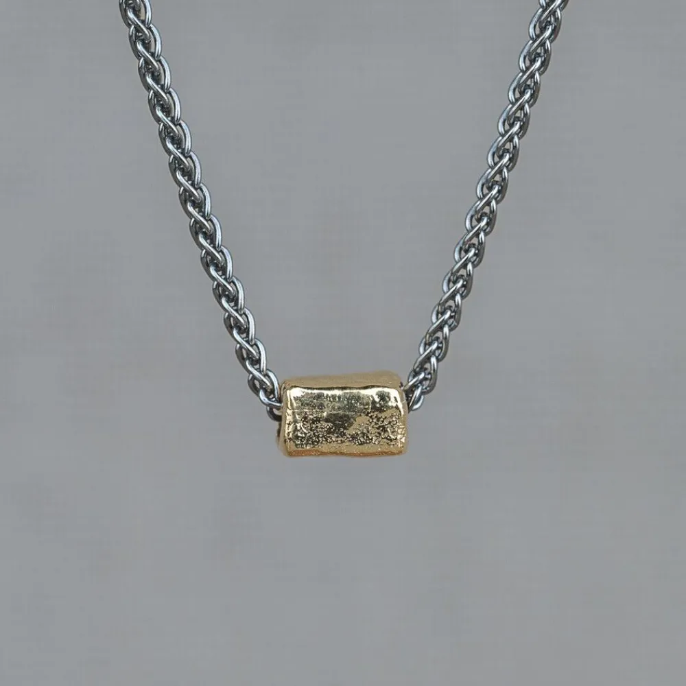 Jéh Jewels Touch Of Gold | Fine Line-Halskette Silber Oxy + 9 Karat Fass