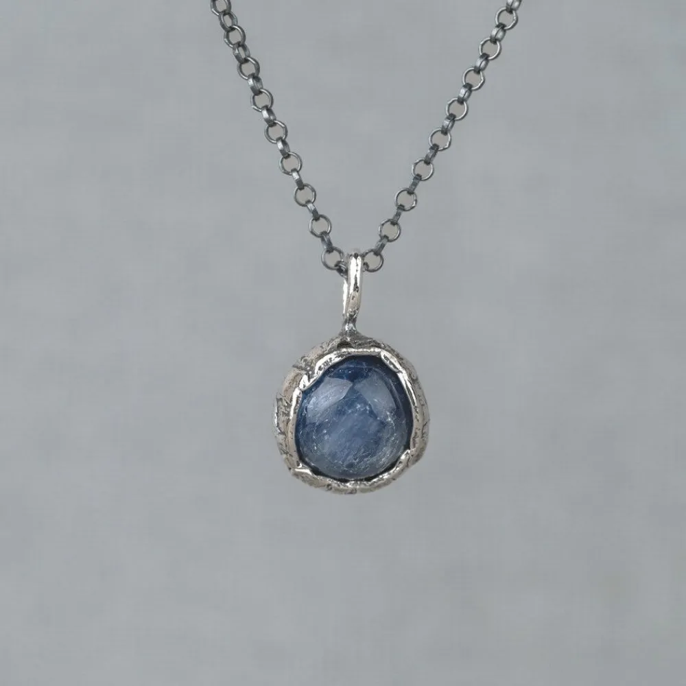 Jéh Jewels Silver | Edelsteine-Halskette Silber Oxy + Anhänger Silber + Kyanit
