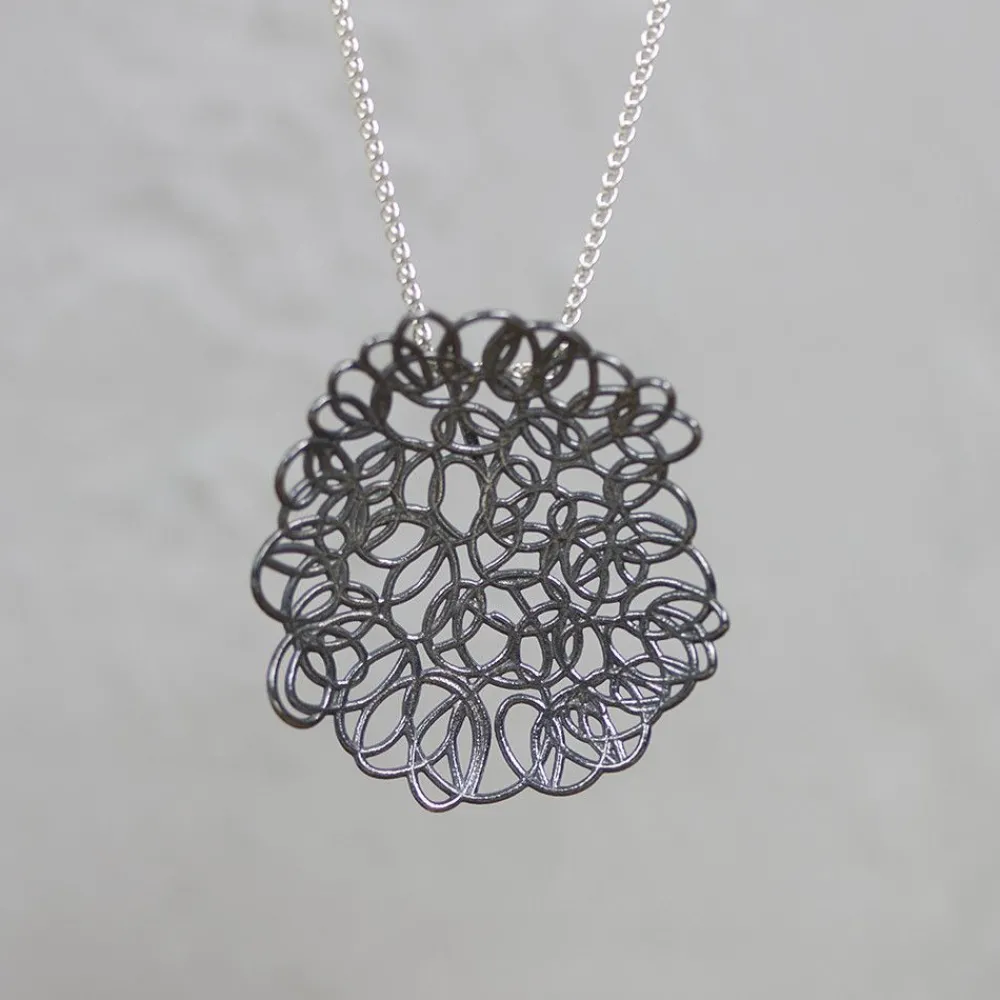 Jéh Jewels Silver-Halskette Silber Oxy + Blumenanhänger