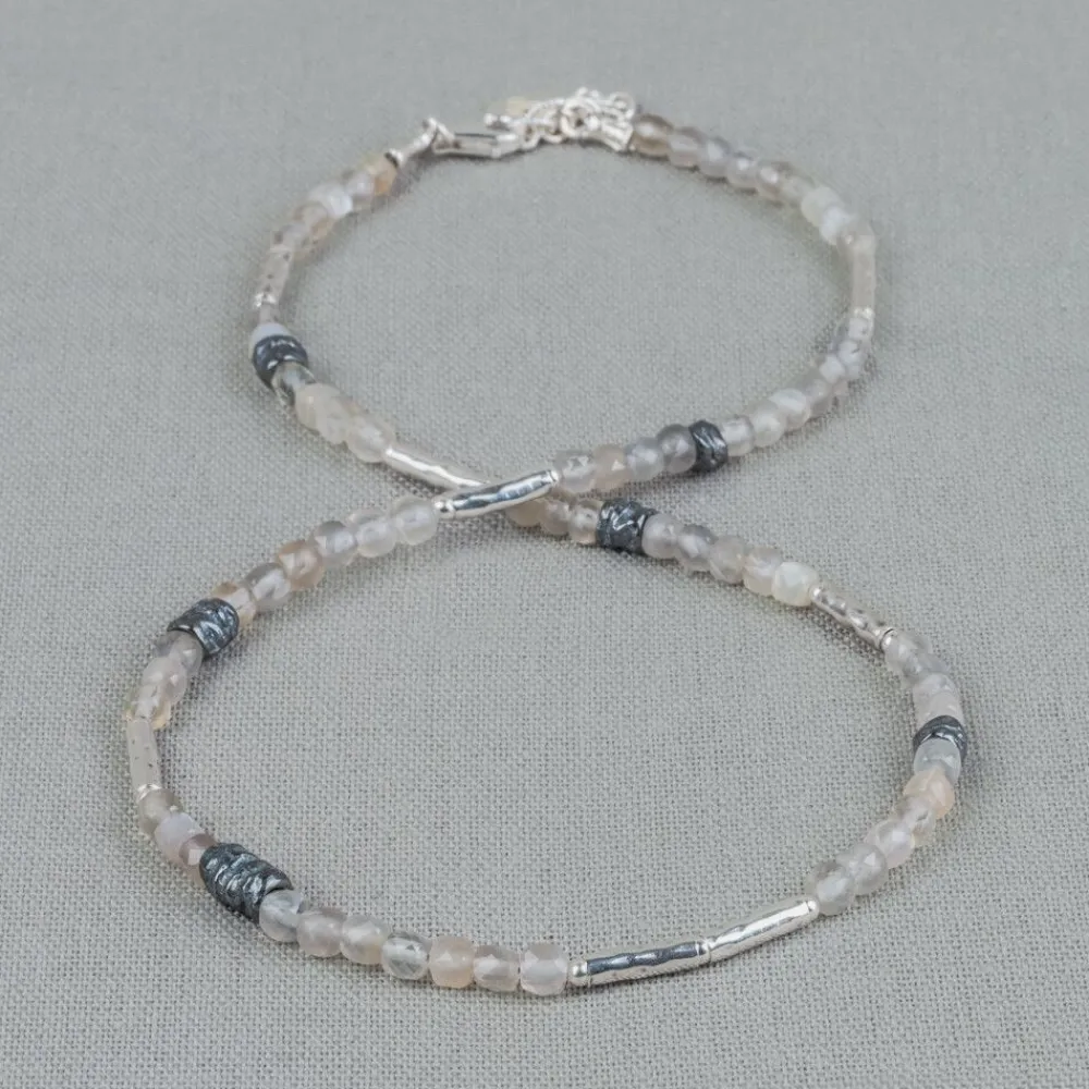 Jéh Jewels Silver | Edelsteine-Halskette Silber Oxy + Grauer Mondstein