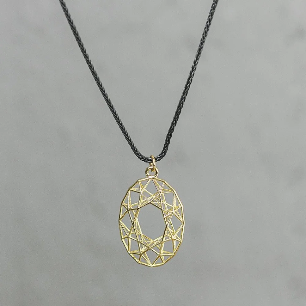Jéh Jewels 3d Gold-Halskette Silber Oxy + Hänger 14 Karat Gold Oval
