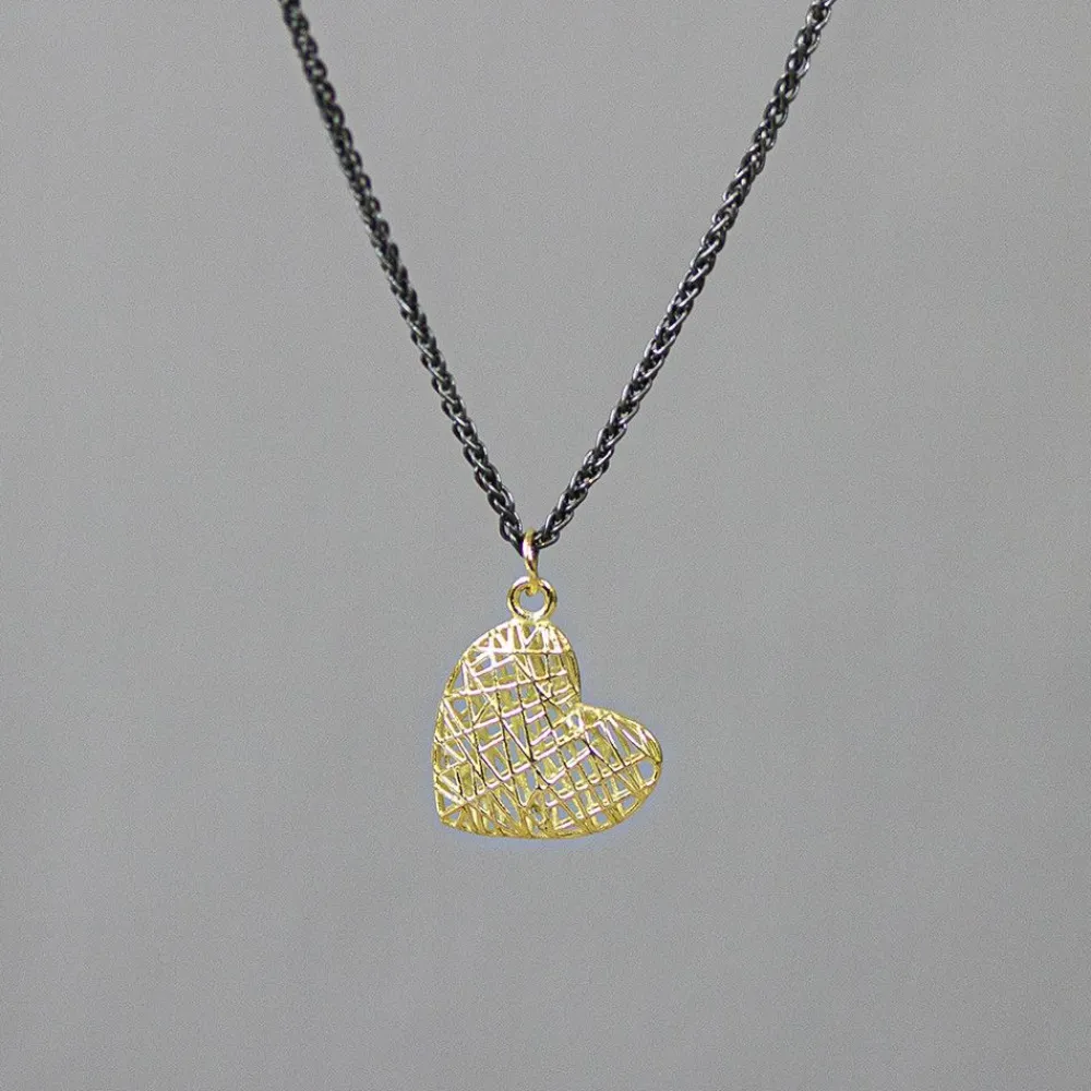 Jéh Jewels 3d Gold-Halskette Silber Oxy + hänger G14K Herz klein