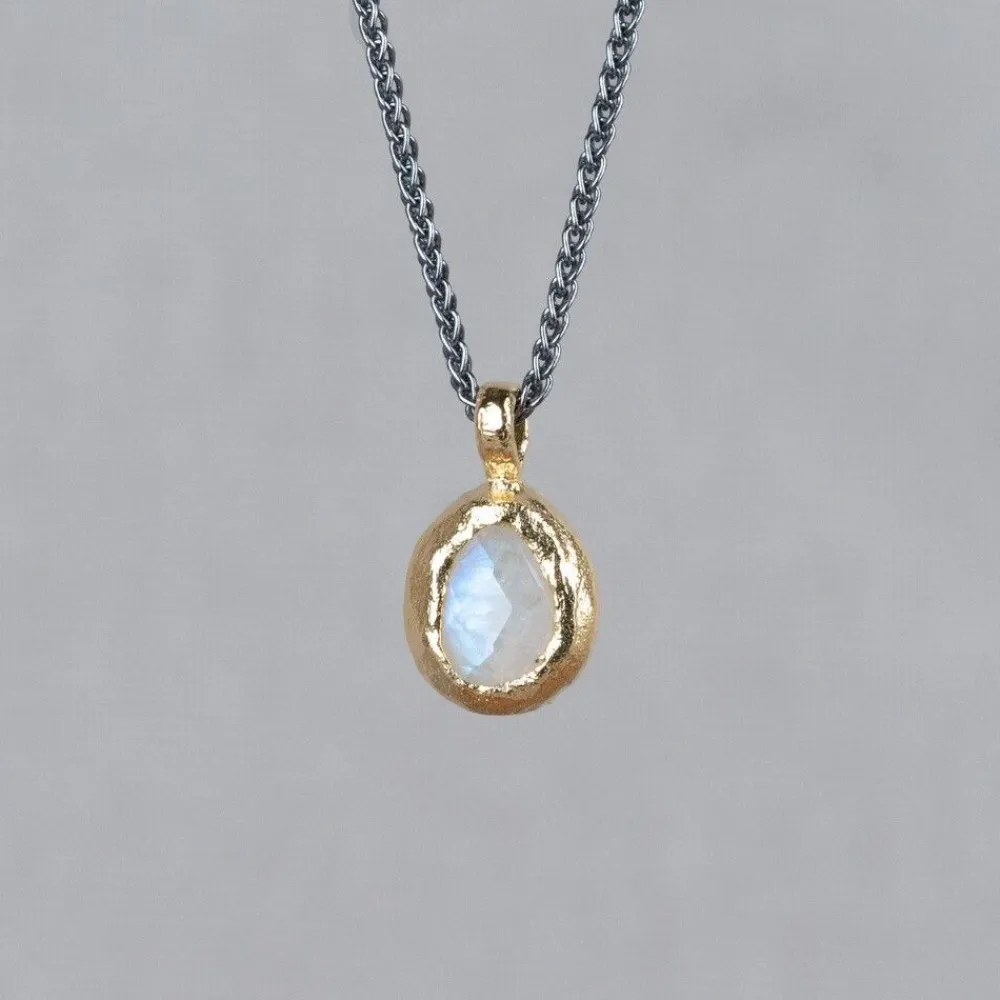 Jéh Jewels Touch Of Gold | Edelsteine-Halskette Silber Oxy + Mondstein